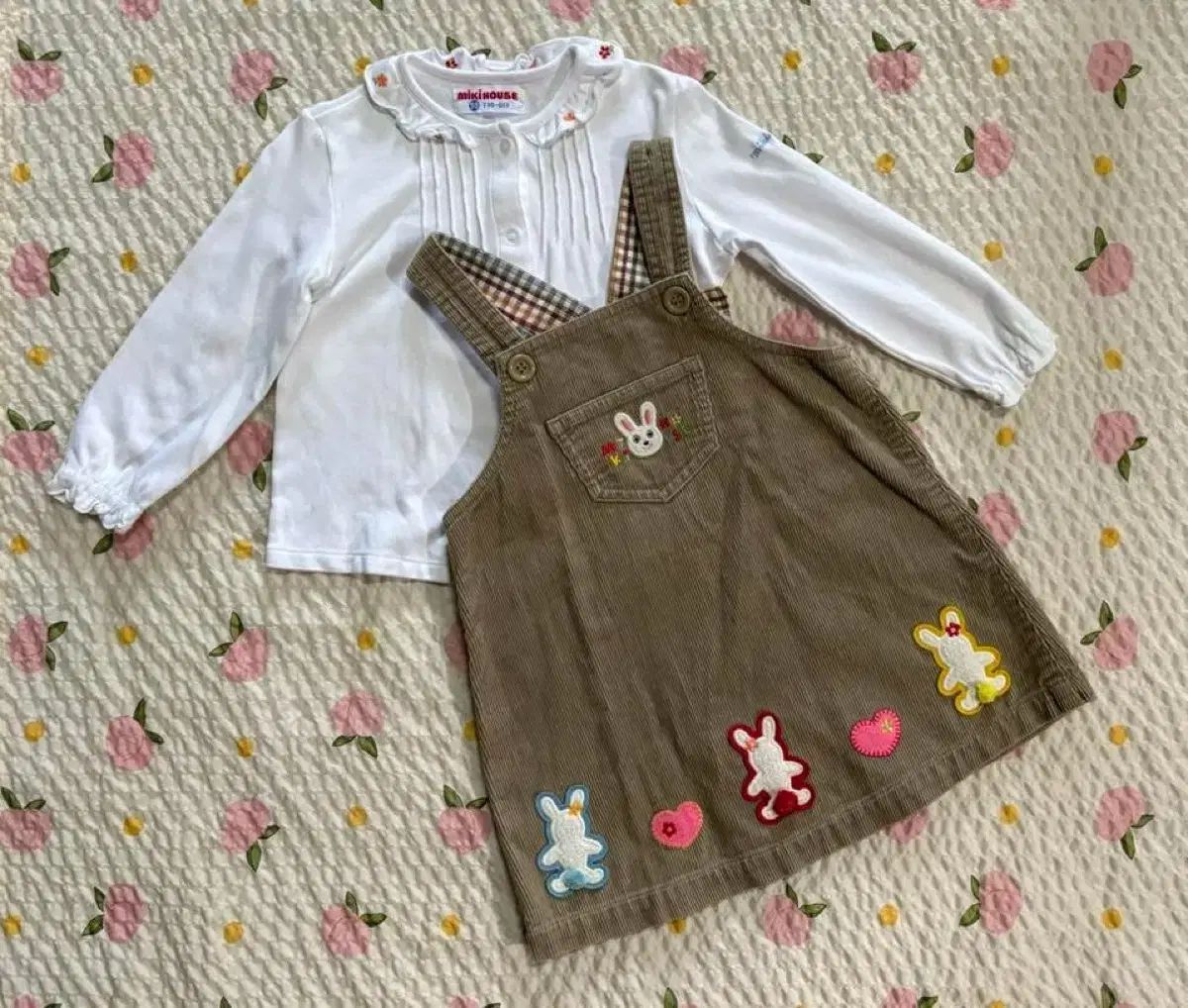 ミッキーハウス サスペンダー ONE PIECE & 長袖Tシャツ セット 80 90サイズ
