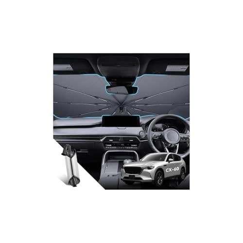 【2026進化・猛暑対策】 マツダ CX-60 KH系 専用 サンシェード 傘型 劣化防止素材 吸盤固定補助 内装保護 cx-60 車用サンシェード フロント ワンタッチ 収納 暑さ対策 cx60 日除けシェード UVカット ワンタッチ収納 f34758c4