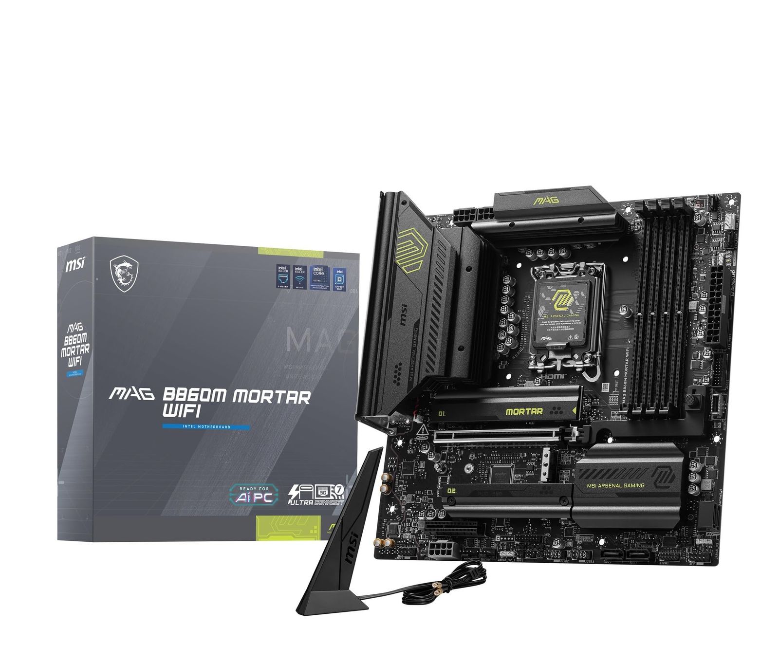MSI MAG B860M MORTAR WIFI Intel Core Ultra(Series2) LGA1851対応 Intel B860チップセット搭載 Micro-ATX マザーボード MB6682 [【B860・mATX】MORTARシリーズ]