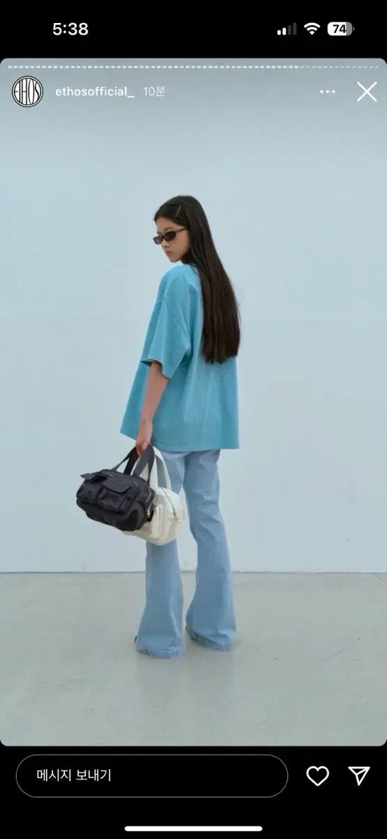 ETHOS オーバーサイズ 半袖 Tシャツ ブルー