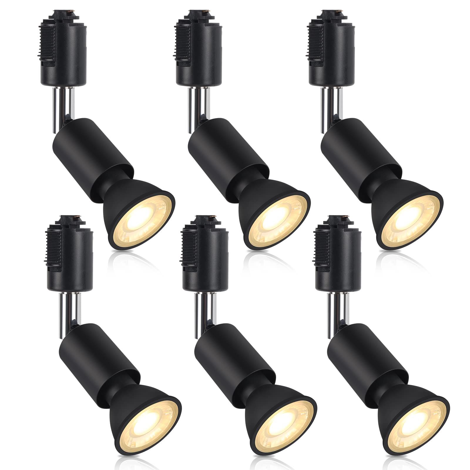 R★xydled ダクトレール用スポットライト E11 LED電球付き 50W ライティングバー用器具セット ライティングレール 天井照明 6個セット (電球色, ブラック) f99f62e1