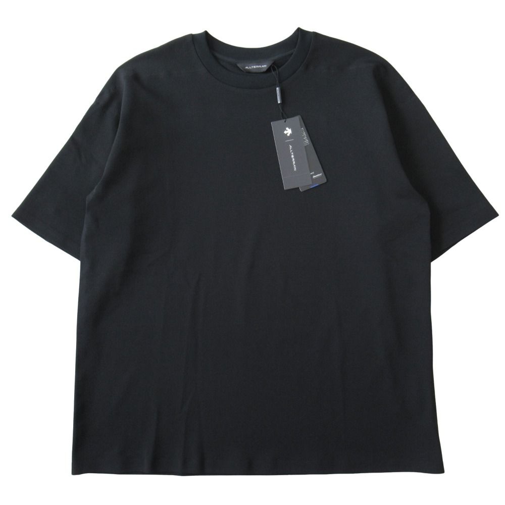 未使用 DESCENTE デサント オルテライン シームレス Tシャツ カットソー 半袖 ロゴ サイズO 黒 ブラック メンズ 古着 中古 USED