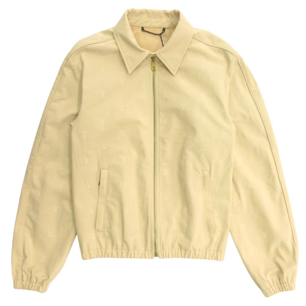 未使用 LOUIS VUITTON ルイヴィトン 24AW LVロゴ ジャカード コットン ジップアップ ブルゾン ジャケット HRB41W サイズ44 ベージュ メンズ 古着 中古 USED