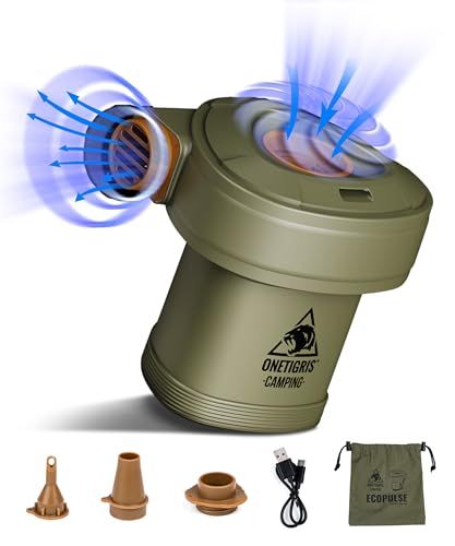 【新品】OneTigris ECOPLUSE 電動エアーポンプ キャンプ電動ポンプ Type-C充電式 450L/min 大容量4000mAh 5.5kPa 空気入れ 空気抜き ノズルセット付き 小型 軽量 収納袋付き エアマット/浮き輪/エ 538af0bf
