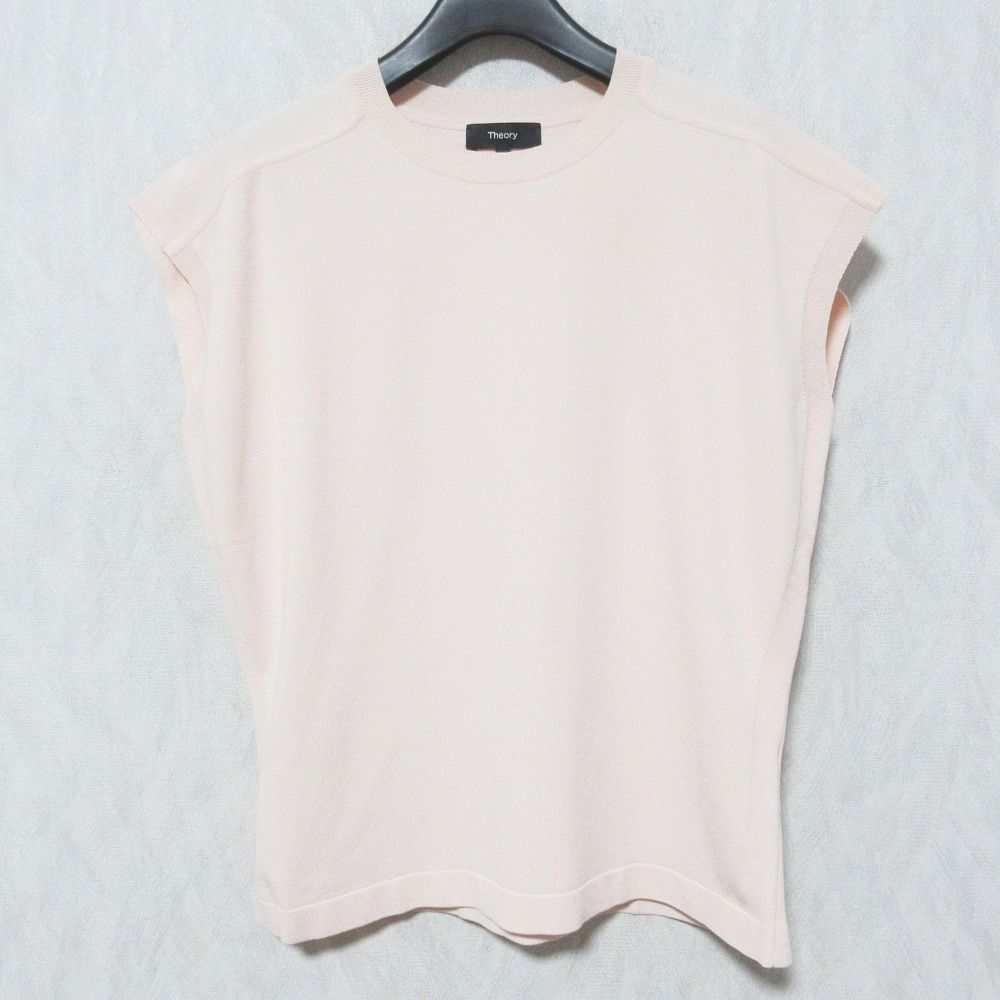 美品 26SS Theory セオリー WOOSTER CREPE KNIT ノースリーブ ニット カットソー サイズP ピンク レディース 古着 中古 USED