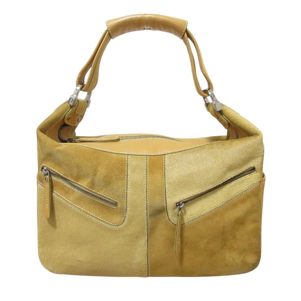 TOD'S トッズ ハラコ切替 ワンショルダーバッグ ハンドバッグ ブラウン レディース 古着 中古 USED