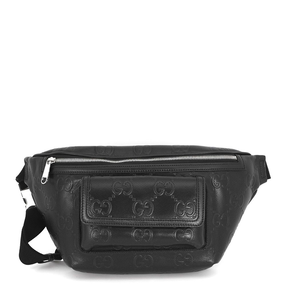 グッチ ボディバッグ GGエンボス ベルトバッグ レザー 645093 GUCCI ウエストバッグ メンズ 黒