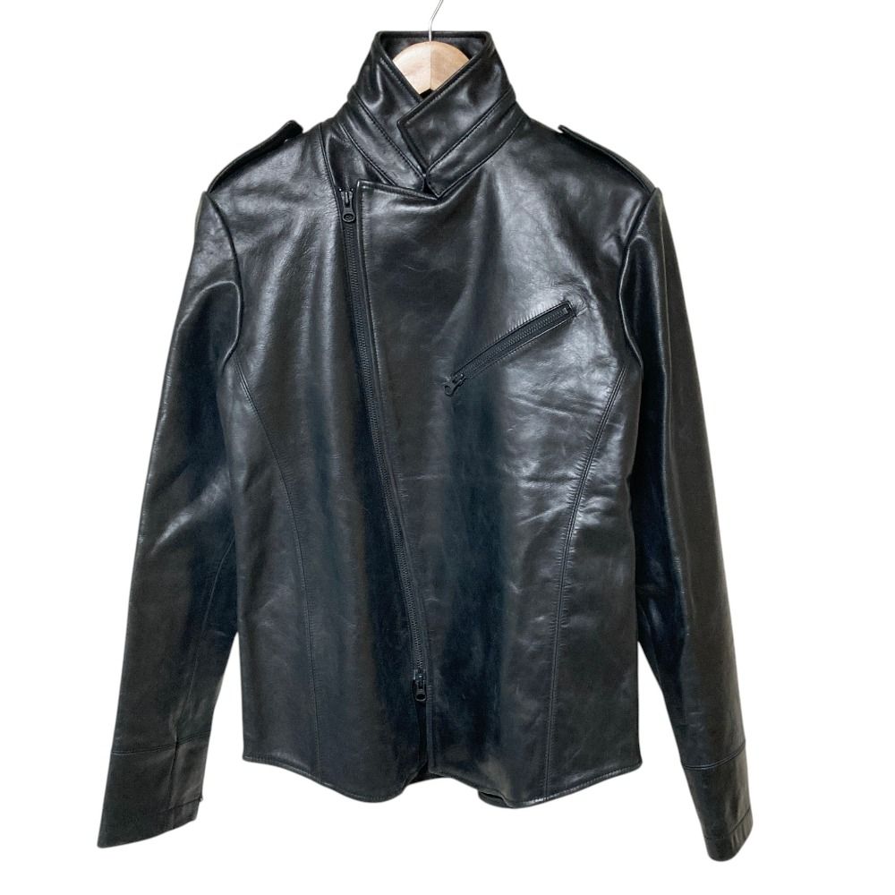 美品 HALB ハルプ カウレザー ライダース シャツジャケット L ブラック メンズ 古着 中古 USED