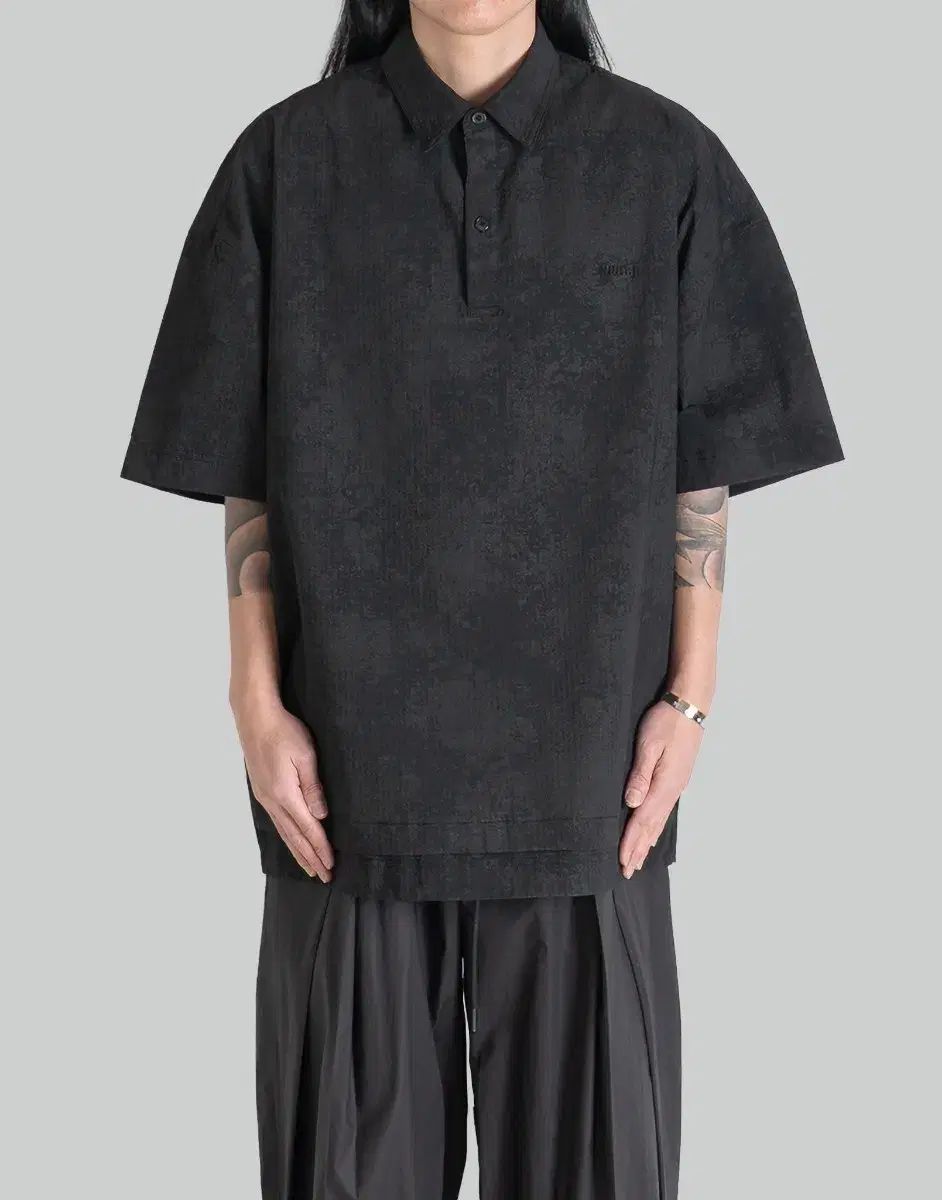 M/105以上 新品 Juun.J ジュンジェイ 25SS ペインティング コットン シアサッカー カラ Tシャツ