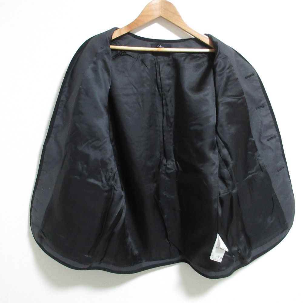 良品 YLEVE イレーヴ ツイード ノーカラージャケット サイズ1 ブラック