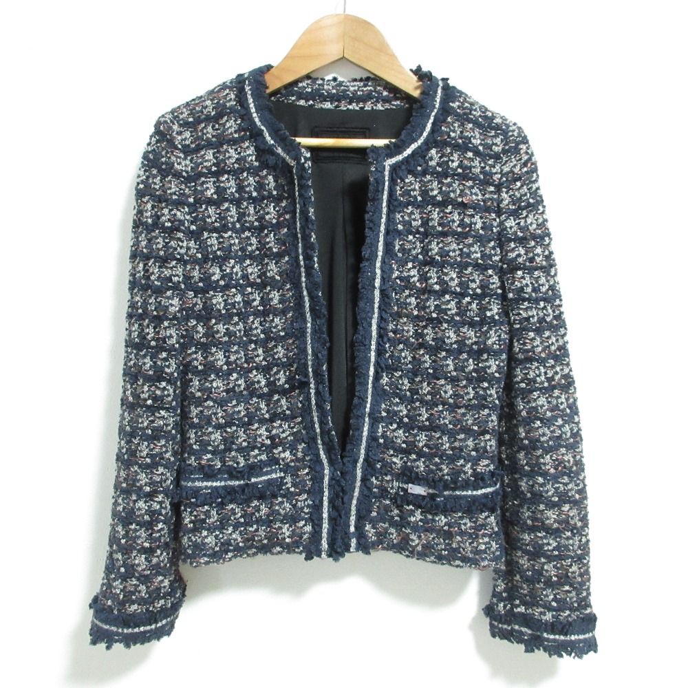 良品 FOXEY BOUTIQUE フォクシーブティック Marshmallow Tweed マシュマロツイード ノーカラージャケット 35086 38 マルチカラー レディース 古着 中古 USED