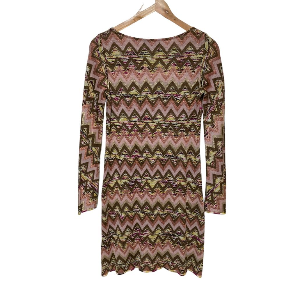 美品 MISSONI ミッソーニ シェブロンニットワンピース サイズ42 ピンク