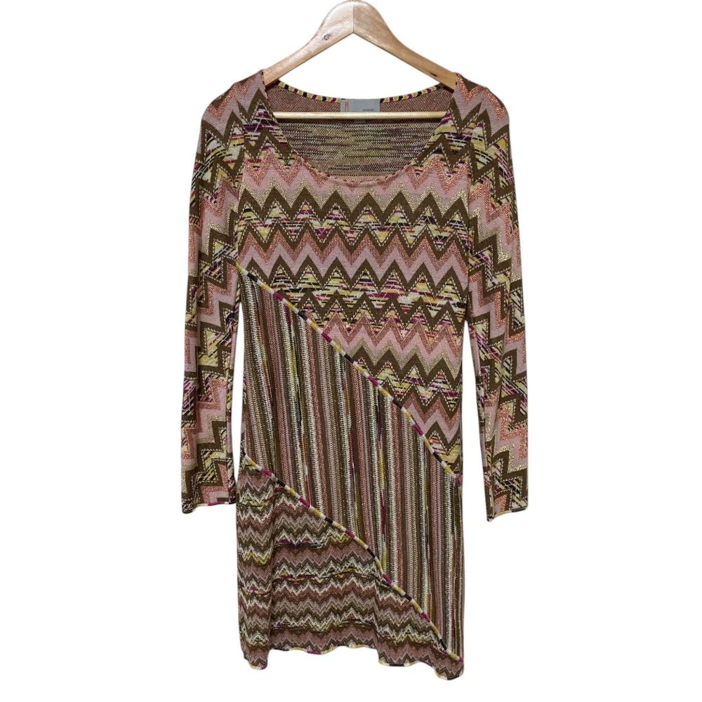 美品 MISSONI ミッソーニ シェブロンニットワンピース サイズ42 ピンク
