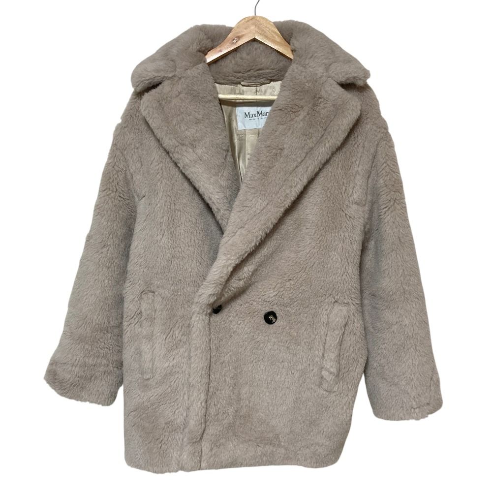 新品同様 24AW Max Mara マックスマーラ OLGA テディベア コート 2421086032 サイズM グレージュ レディース 古着 中古 USED