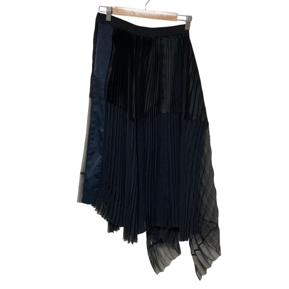 美品 sacai サカイ シアープリーツドッキングスカート 1 ブラック
