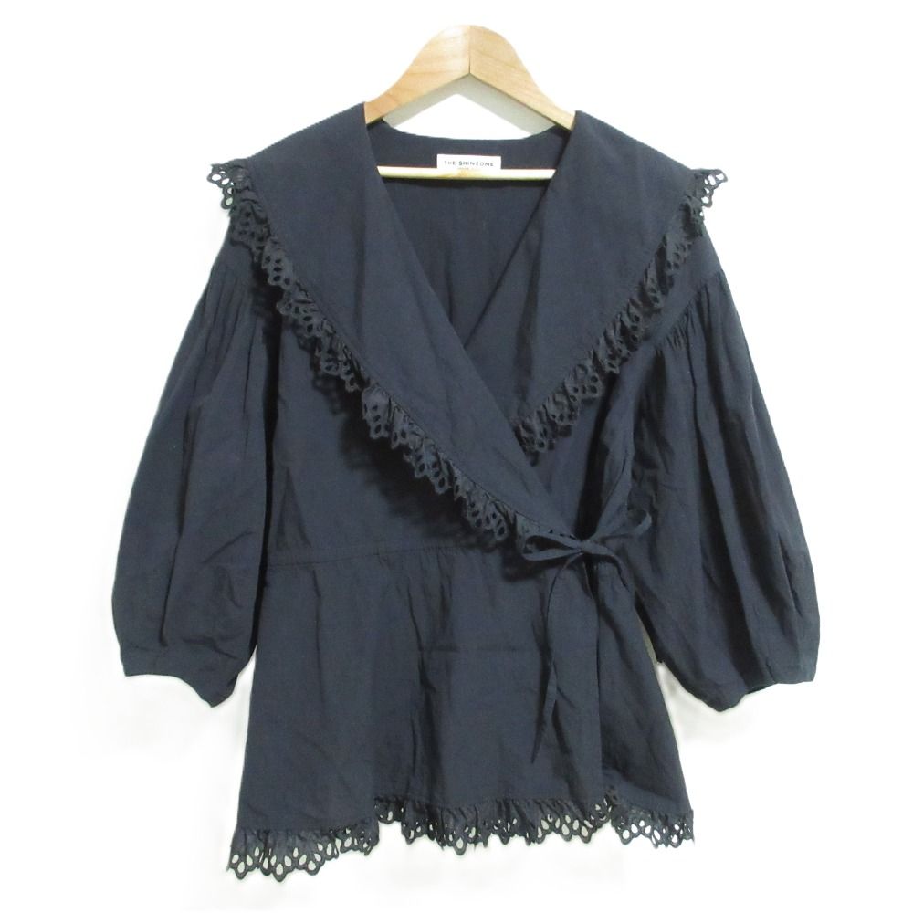 良品 THE SHINZONE ザシンゾーン CACHE COUER BLOUSE ブラウス 25SMSBL02 サイズF ブラック レディース 古着 中古 USED