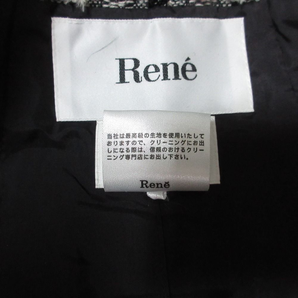 Rene ルネ イングランド製生地 ファーカラー ツイード コート 6548010