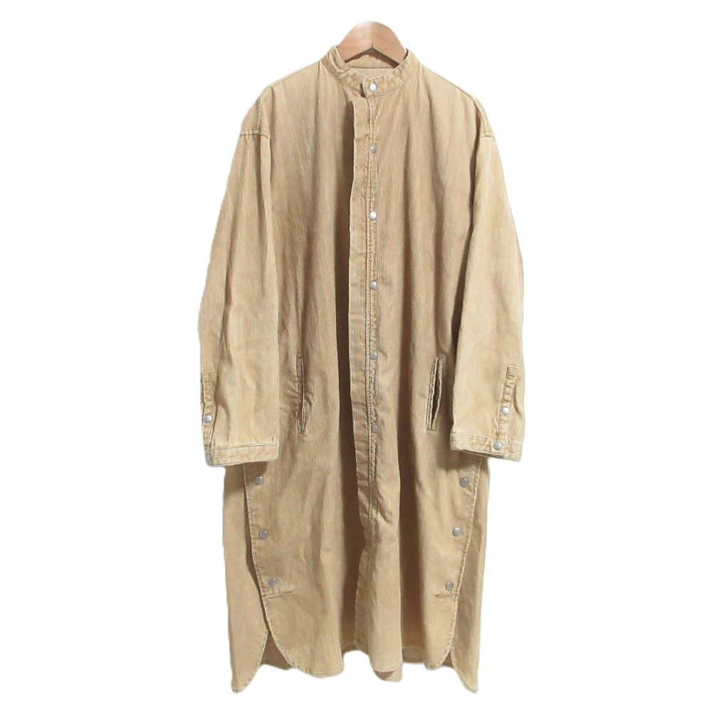 良品 Y's Yohji Yamamoto ワイズ ヨウジヤマモト バンドカラー コーデュロイ シャツドレス ワンピース YP-D04-010 サイズ2 ベージュ レディース 古着 中古 USED