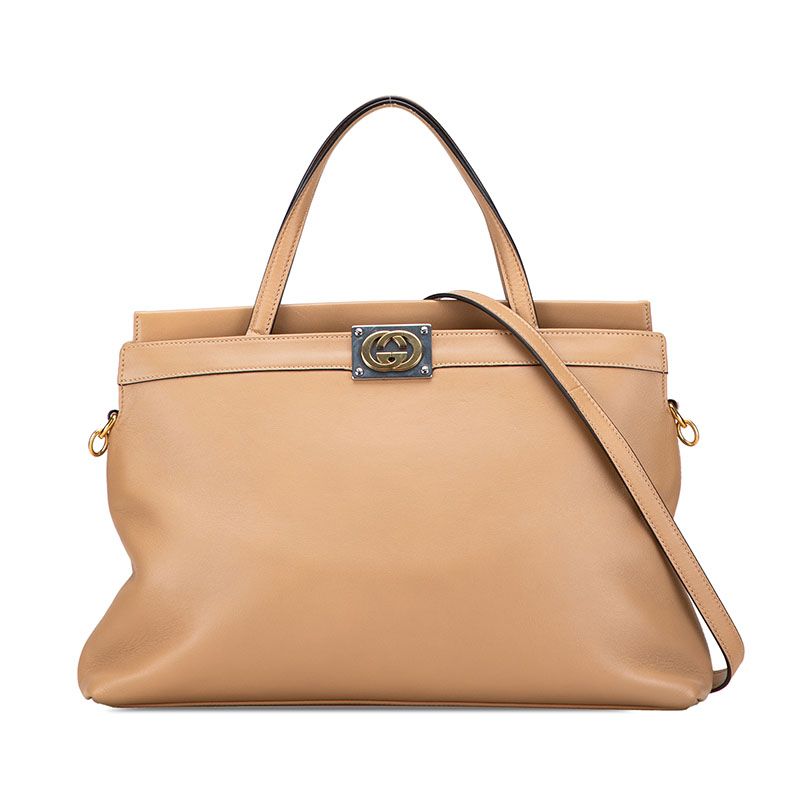 グッチ インターロッキングG ハンドバッグ ショルダーバッグ 2WAY 630595 ベージュ レザー レディース GUCCI【1-0230115】