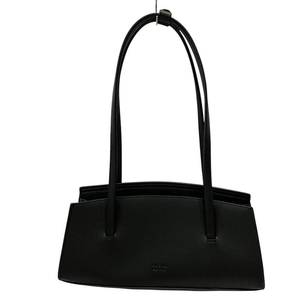 美品 Freja New York フレジャニューヨーク エコレザー ショルダーバッグ ブラック レディース 古着 中古 USED