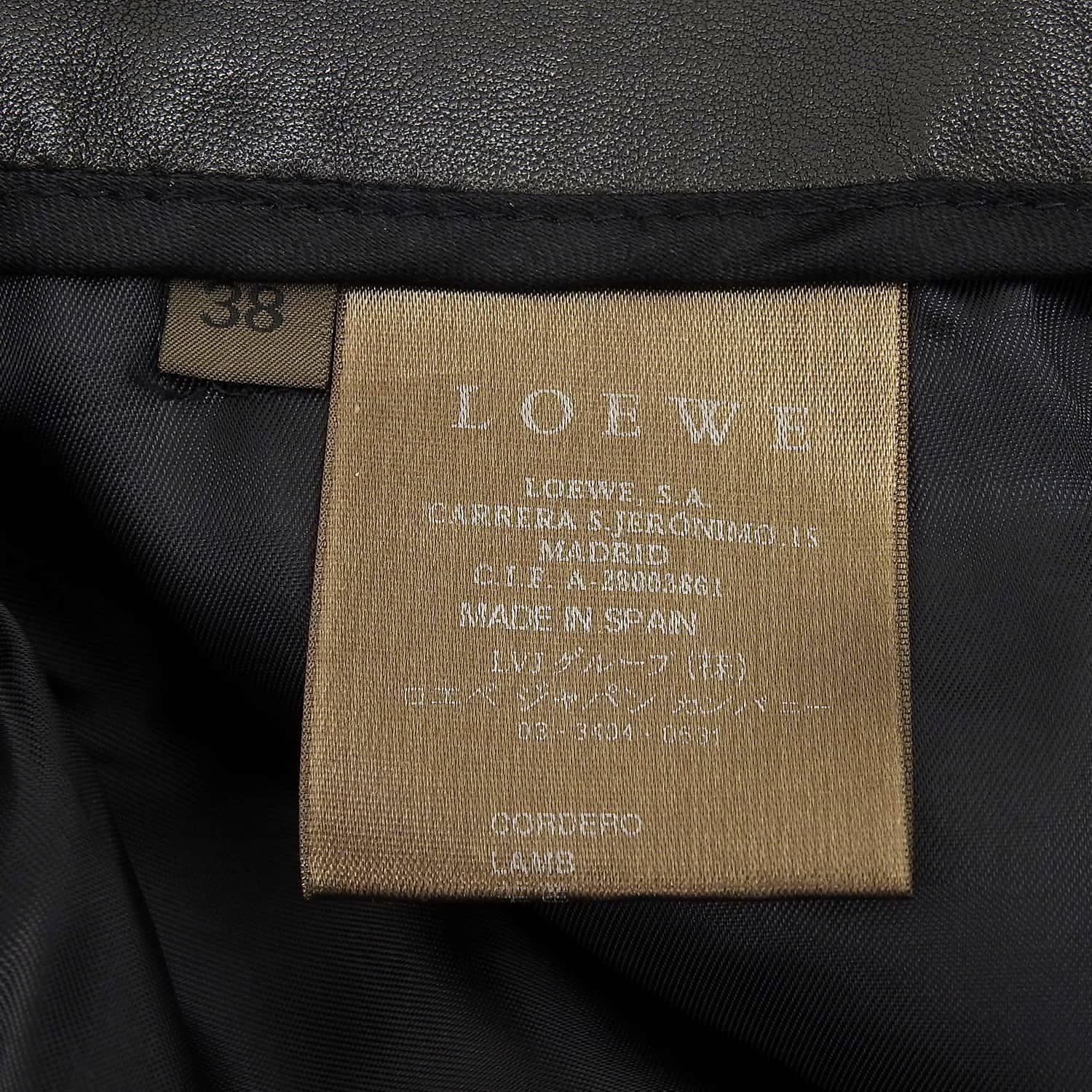 美品 ロエベ LOEWE パンツ レザーパンツ クロップド ラムレザー