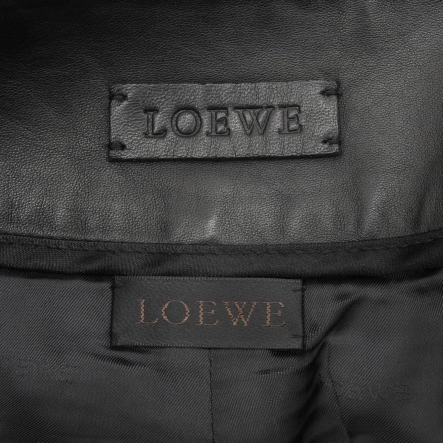 美品 ロエベ LOEWE パンツ レザーパンツ クロップド ラムレザー