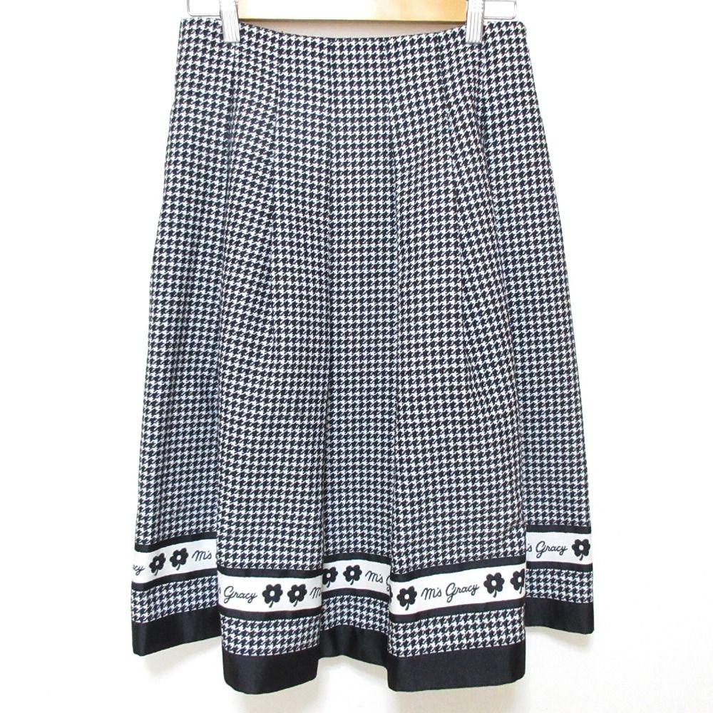 美品 23AW M'S GRACY エムズグレイシー 千鳥柄ライン入りタックス