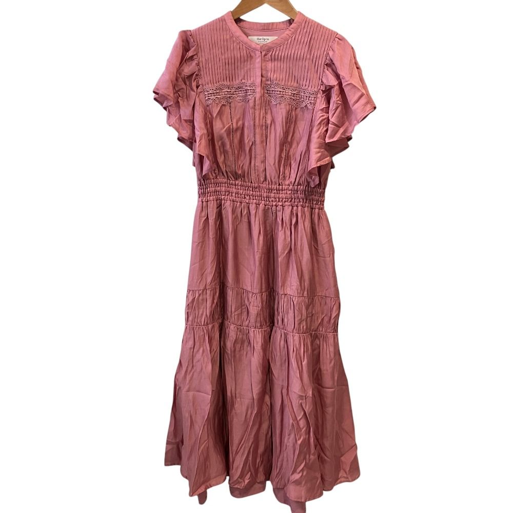 美品 Herlipto ハーリップトゥ Little Butterfly Sleeve Dress ワンピース 1251405120 サイズS ピンク レディース 古着 中古 USED