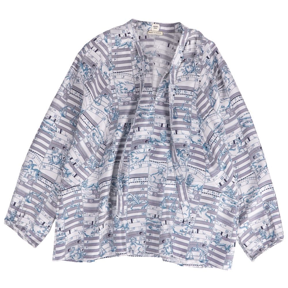 美品 エルメス HERMES シャツ 19SS ブラウス リボン ロングスリーブ