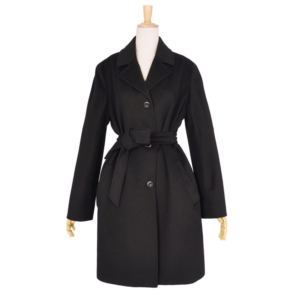 【美品】マックスマーラ トレンチコート ロング ベルト付き ブラック 38 美品 マックスマーラ Max Mara STUDIO コート ベルト付き ロング
