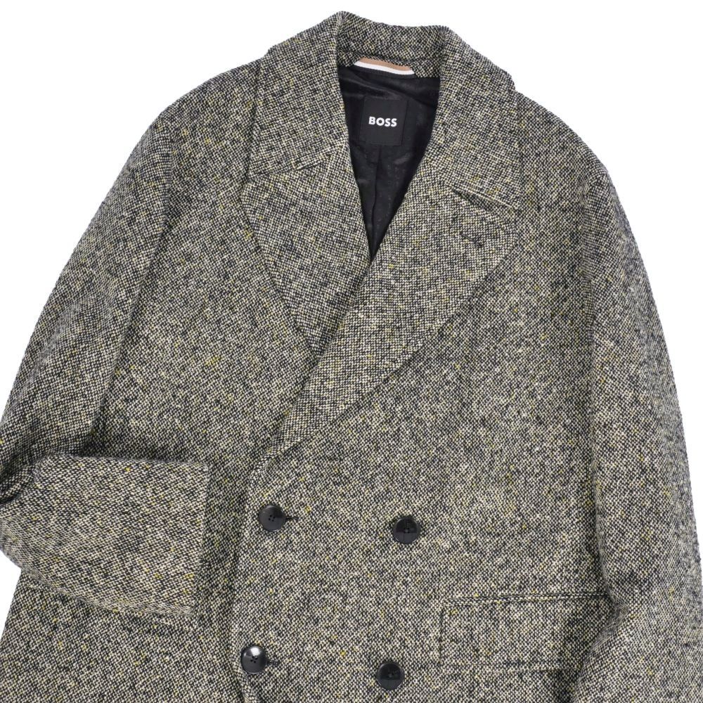 【美品】ヒューゴボス　ダブルブレストチェスターコート　ツイード　マキシ　48 極美品 ヒューゴボス HUGO BOSS コート チェスターコート ダブルブレス