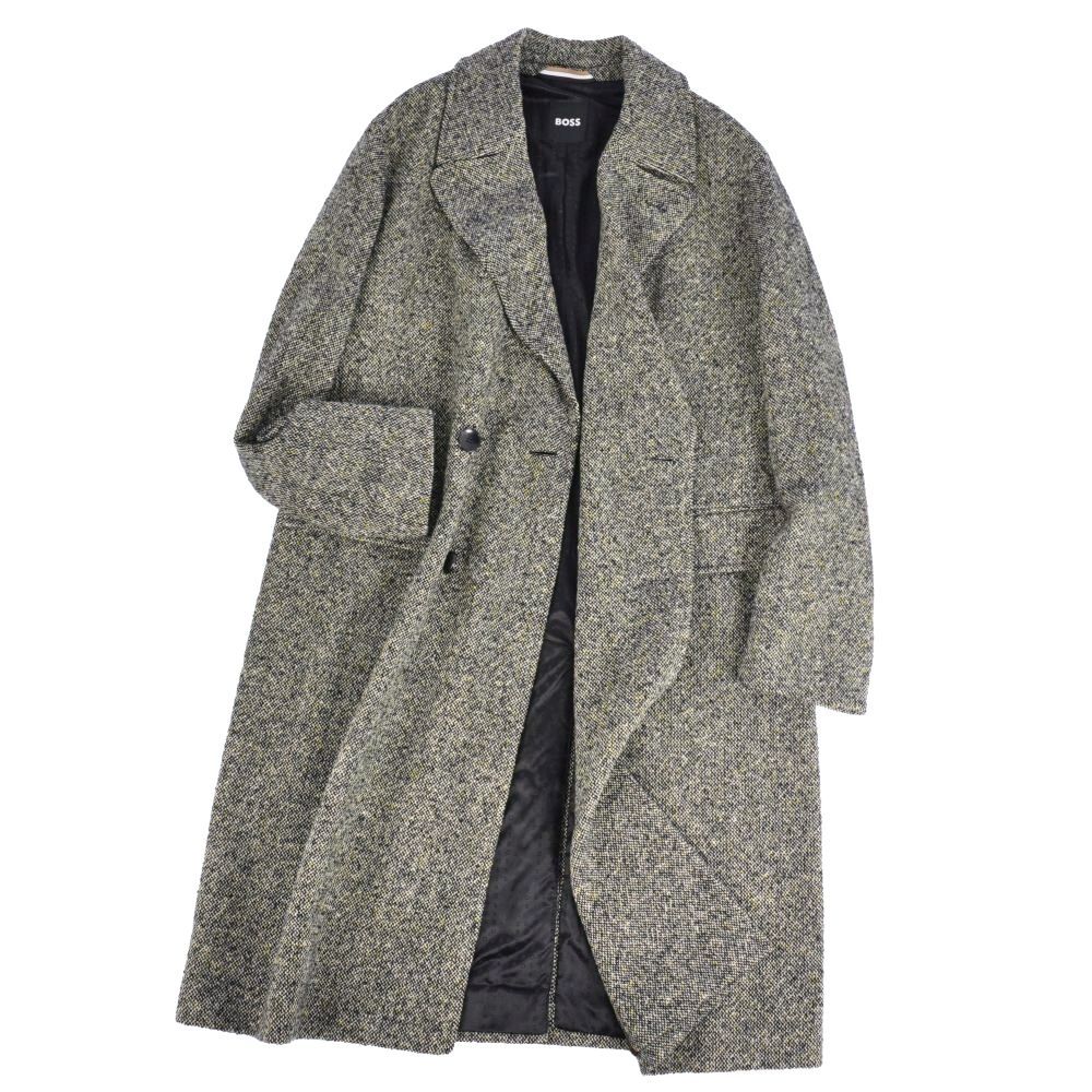 【美品】ヒューゴボス　ダブルブレストチェスターコート　ツイード　マキシ　48 極美品 ヒューゴボス HUGO BOSS コート チェスターコート ダブルブレス