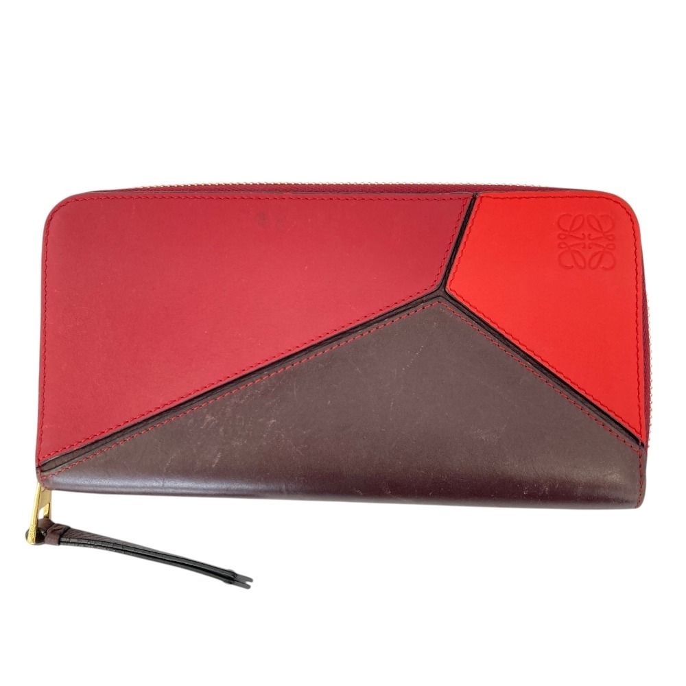 LOEWE ロエベ パズル レザーロングウォレット 長財布 レッド レディース 古着 中古 USED