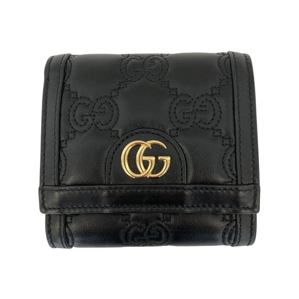 未使用 GUCCI グッチ GGマトラッセ コンパクトウォレット 723799 ブラック レディース 古着 中古 USED