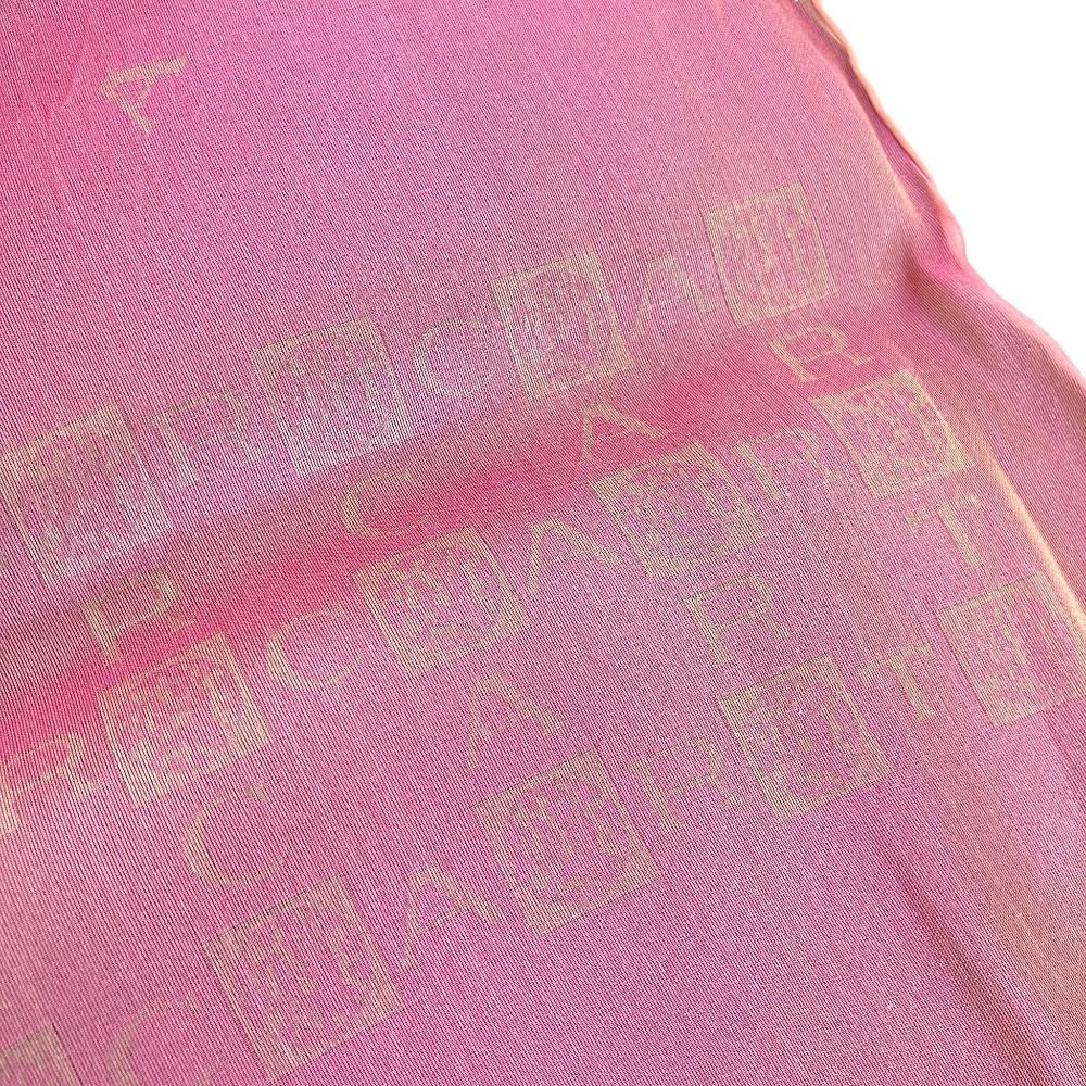 カルティエ　Cartier ストール　ピンク　ショール 美品 Cartier カルティエ 総柄 ロゴ シルク ストール ピンク