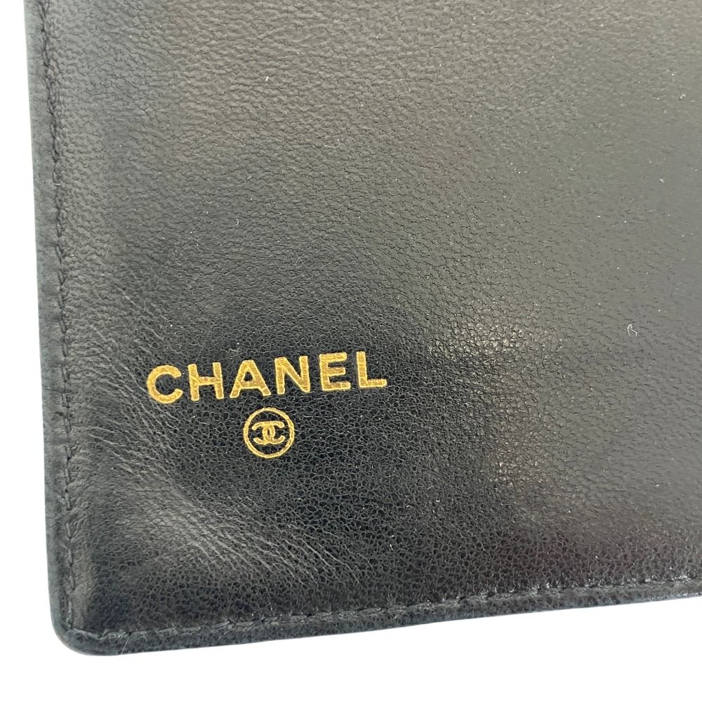 良品 CHANEL シャネル キャビアスキン デカココ がま口 二つ折り財布