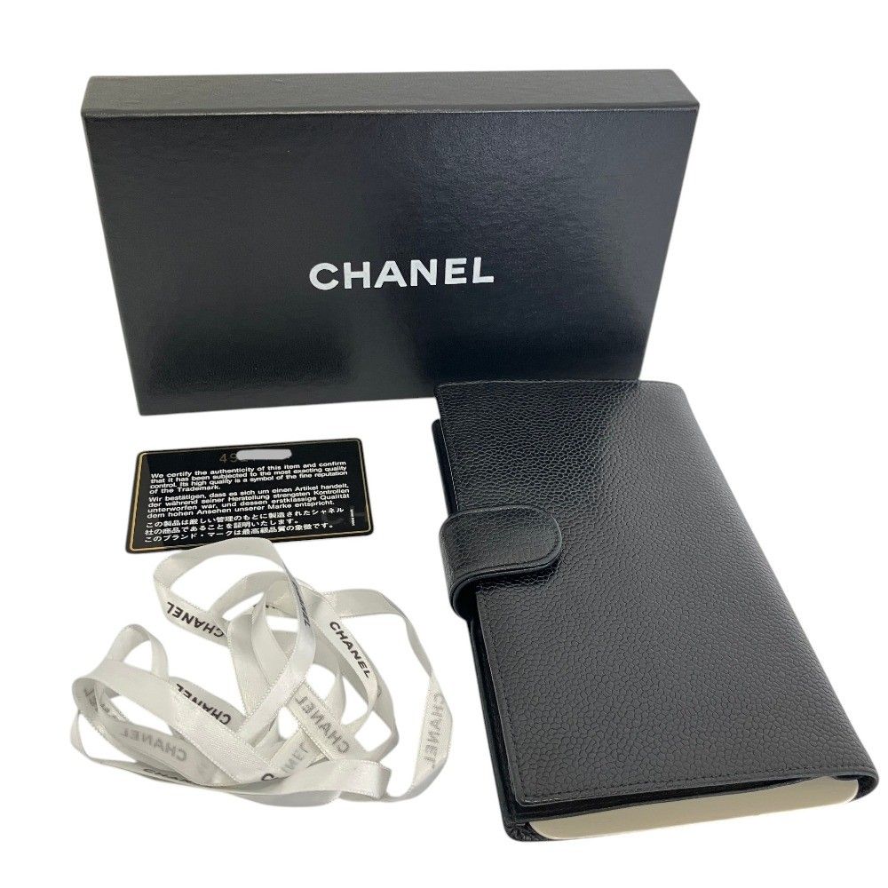良品 CHANEL シャネル キャビアスキン デカココ がま口 二つ折り財布