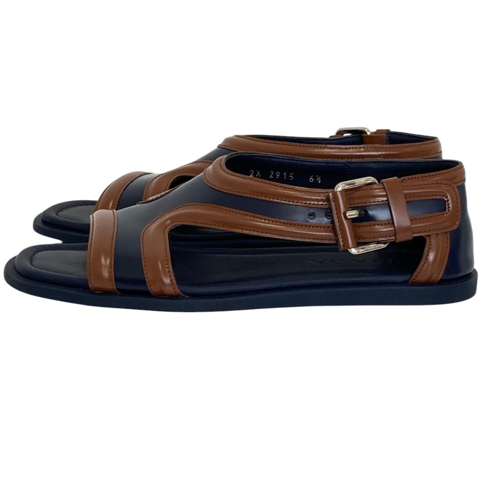 美品 PRADA プラダ バイカラー レザー ストラップサンダル サイズ6.5