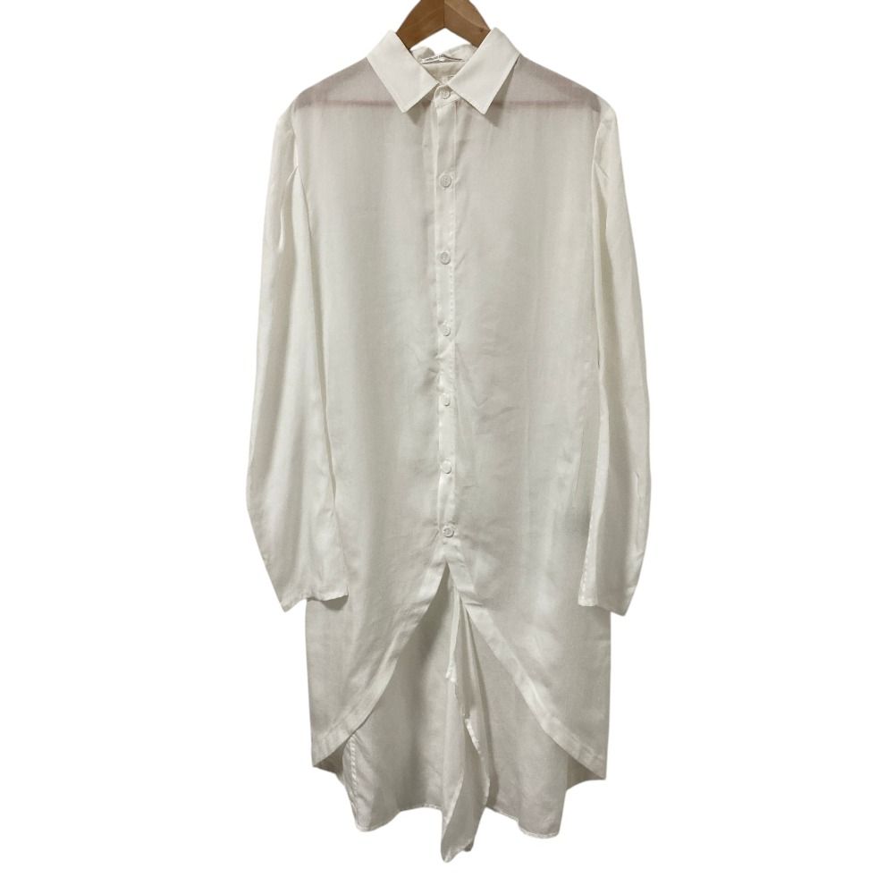 良品 24AW Yohji Yamamoto Collections ヨウジヤマモト CELLULOSE POPLIN ROUNDED HEM SHIRT DRESS ワンピース サイズ1 ホワイト レディース 古着 中古 USED