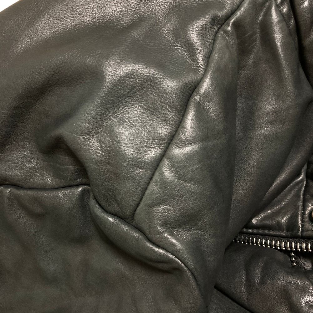 RUFFO ルッフォ ラムレザー 中綿ジャケット ブルゾン ブラック メンズ