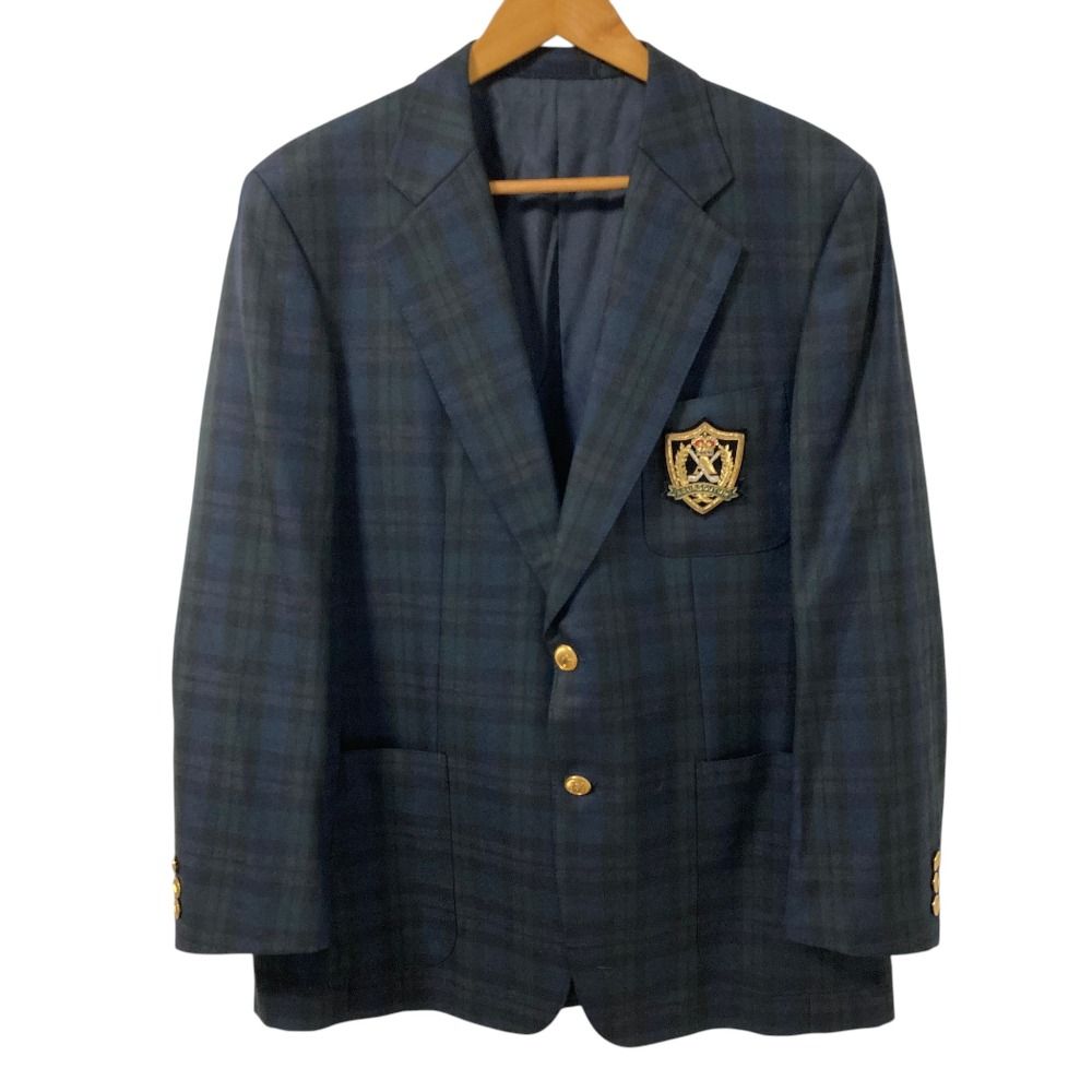 良品 Aquascutum アクアスキュータム エンブレムロゴ ブラックウォッチ