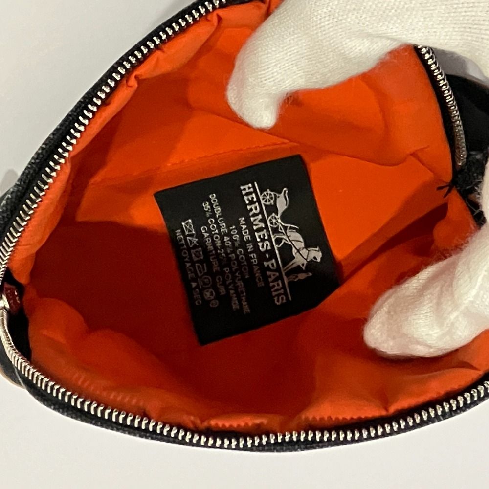 良品 HERMES エルメス キャンバス ボリードポーチ ミニミニ ブラック