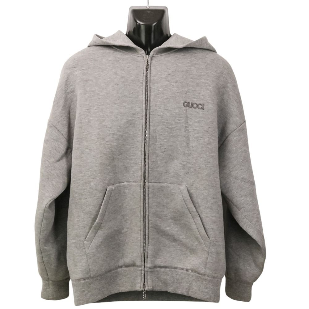 良品 24-25AW GUCCI グッチ ジャージースウェット ジップパーカー ジャケット 794337 サイズS グレー メンズ 古着 中古 USED
