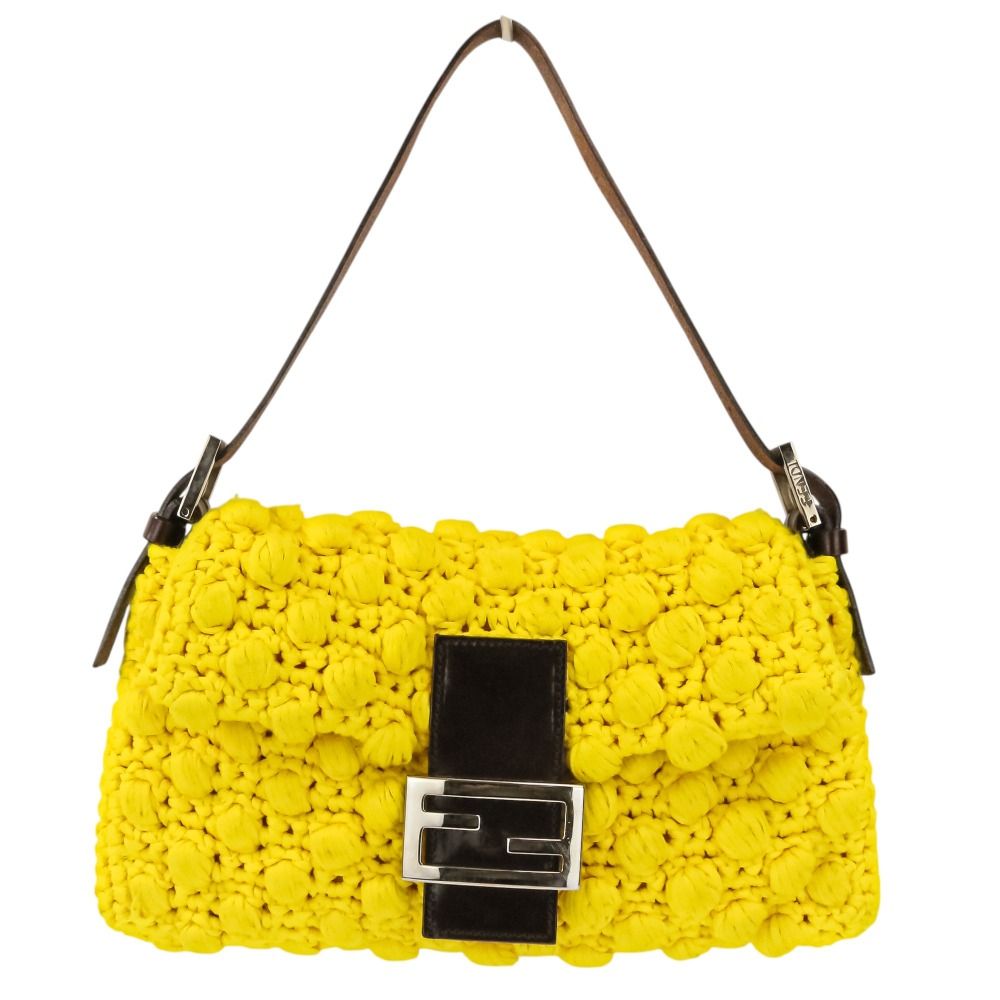 FENDI フェンディ ニットマンマバケット ワンショルダーバッグ ハンドバッグ イエロー レディース 古着 中古 USED 75,328円