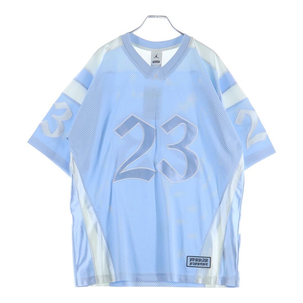 SUPREME (シュプリーム) 26SS ×Jordan Warm Up Jersey ジョーダン ウォームアップジャージ 両面刺繍 メッシュ 半袖Tシャツ カットソー ライトブルー