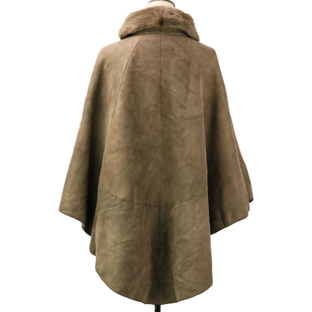良品 Kiton キートン ミンクファーカラー ムートンポンチョ サイズ38