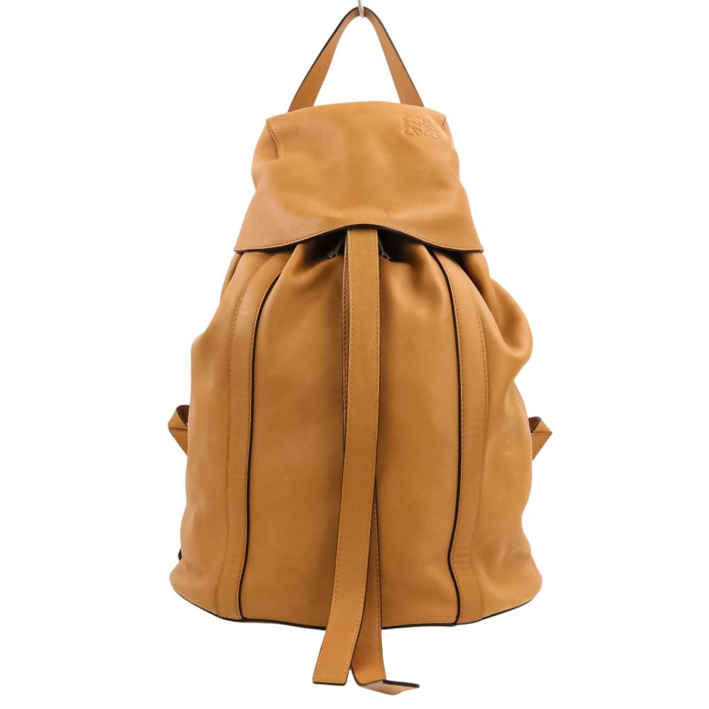 良品 LOEWE ロエベ ドローストリング レザーバックパック リュックサック キャメル レディース 古着 中古 USED