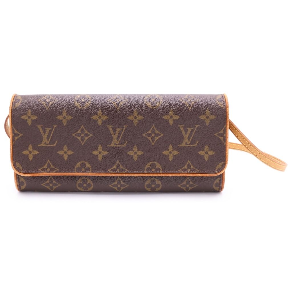 LOUIS VUITTON (ルイヴィトン) モノグラム ポシェットツイン ショルダーバッグ ミニバッグ ブラウン レザー×PVC M51852