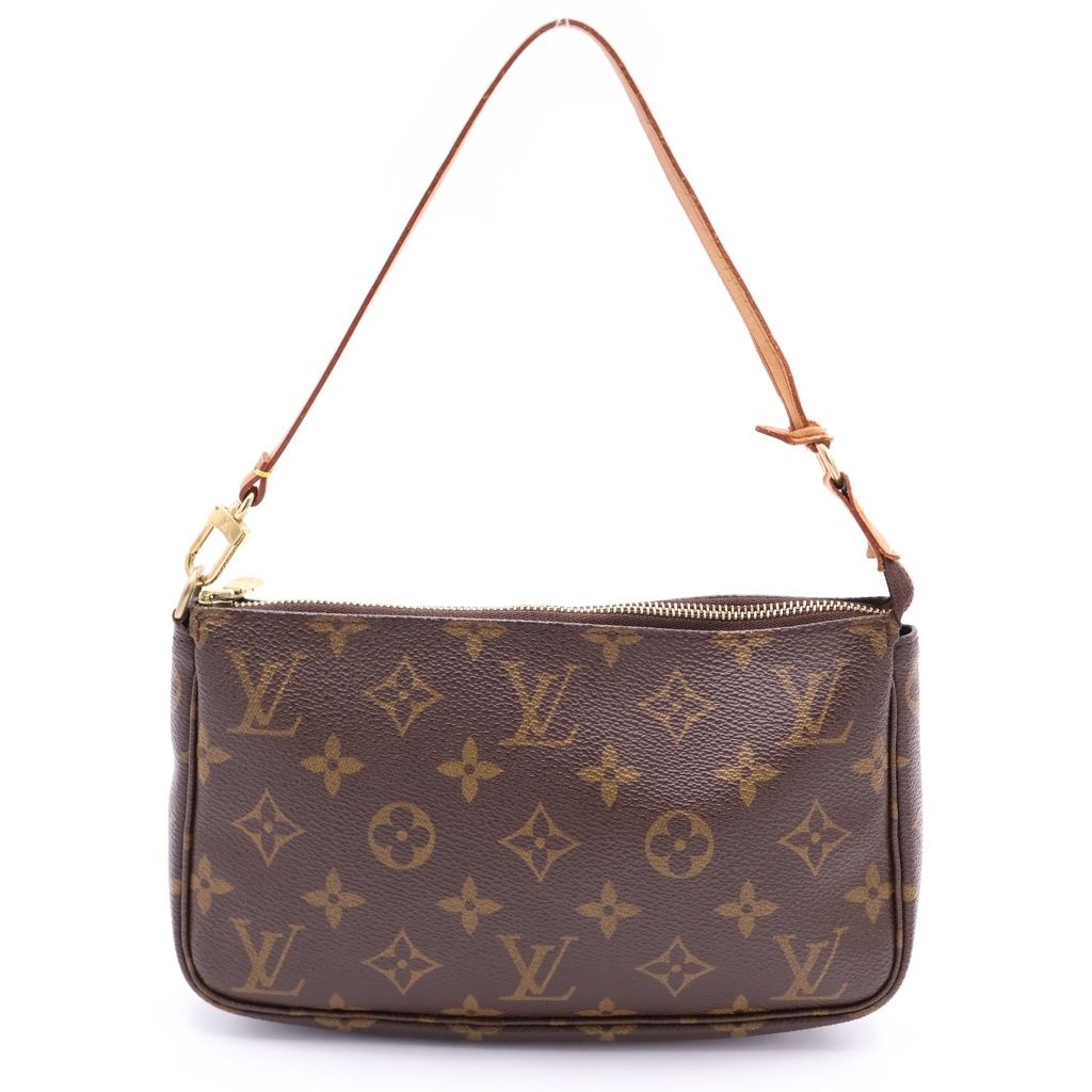 LOUIS VUITTON (ルイヴィトン) モノグラム ポシェットアクセソワール ハンドバッグ ケース ブラウン レザー×PVC M51980 ゴールド金具