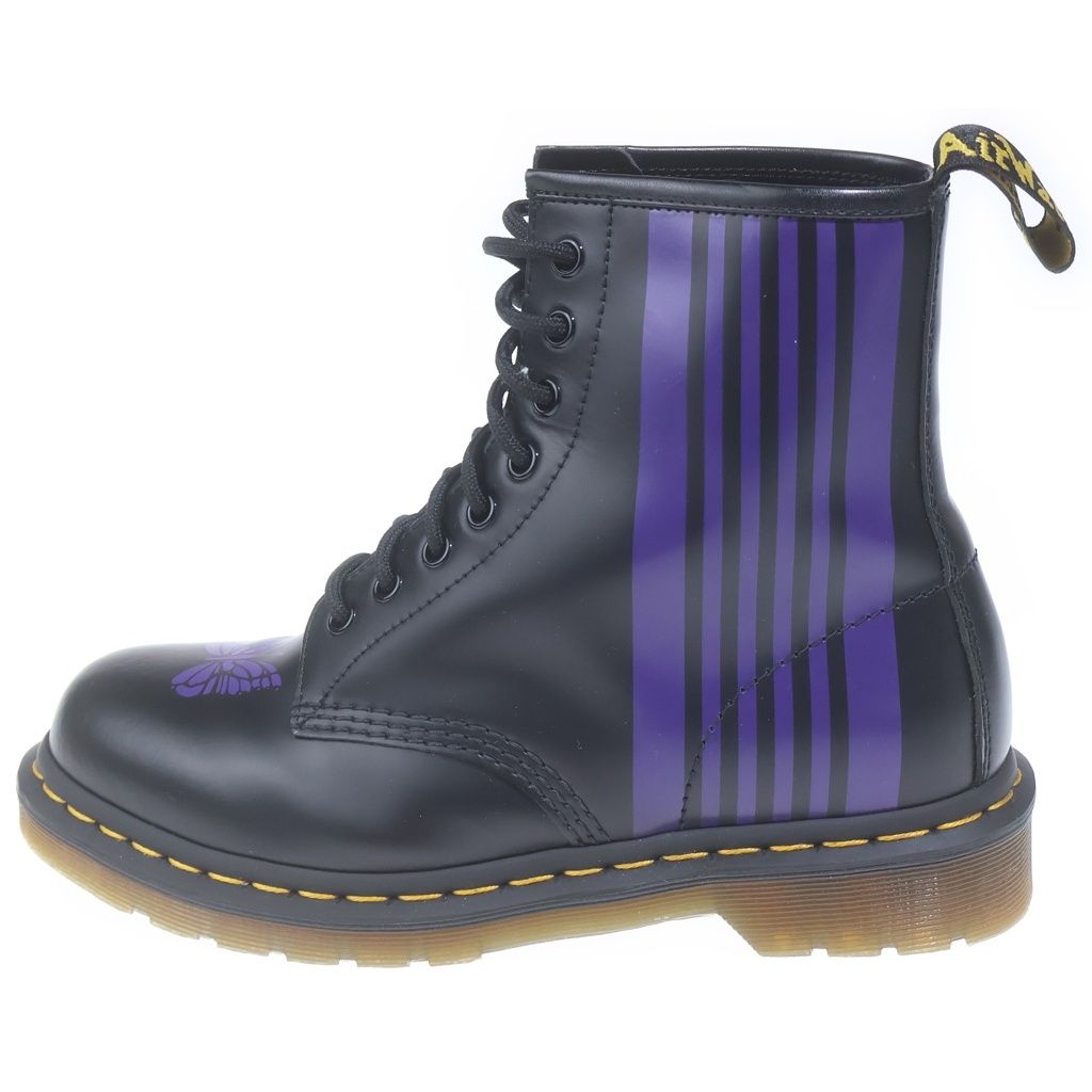 Dr.Martens (ドクターマーチン) ×Needles HE 1460 REMASTERED 26258011 ニードルズ 60周年記念 スムースレザー バタフライ ストライプ レースアップブーツ ブラック